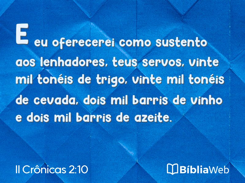 II Crônicas 2:10 em imagem para compartilhar