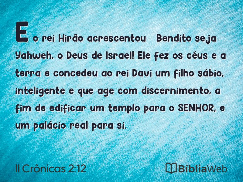 II Crônicas 2:12 em imagem para compartilhar