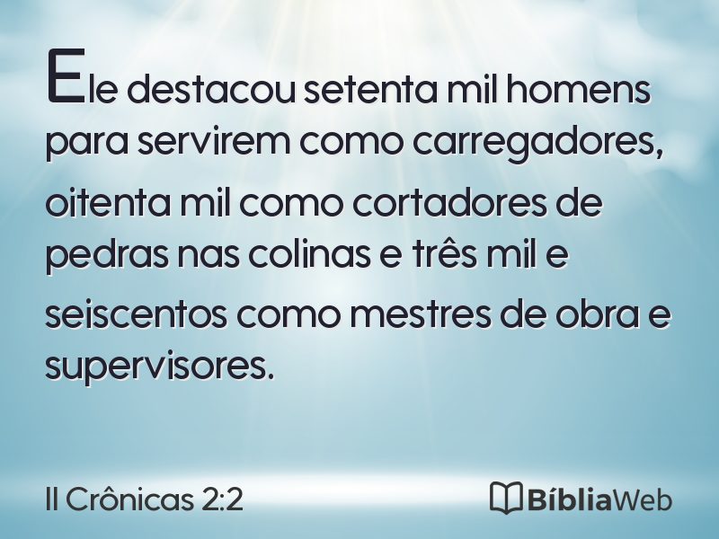 II Crônicas 2:2 em imagem para compartilhar