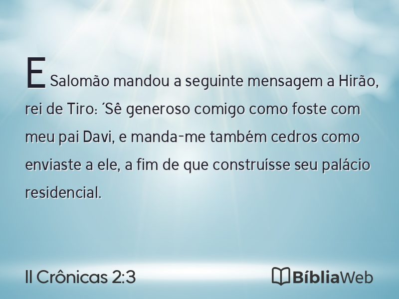 II Crônicas 2:3 em imagem para compartilhar