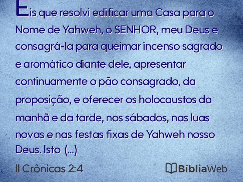 II Crônicas 2:4 em imagem para compartilhar
