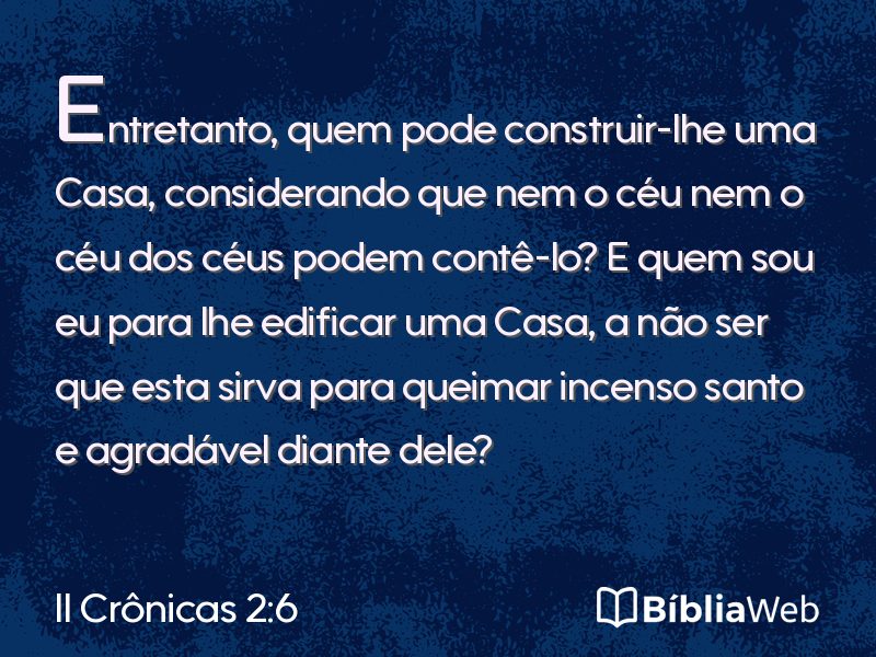 II Crônicas 2:6 em imagem para compartilhar