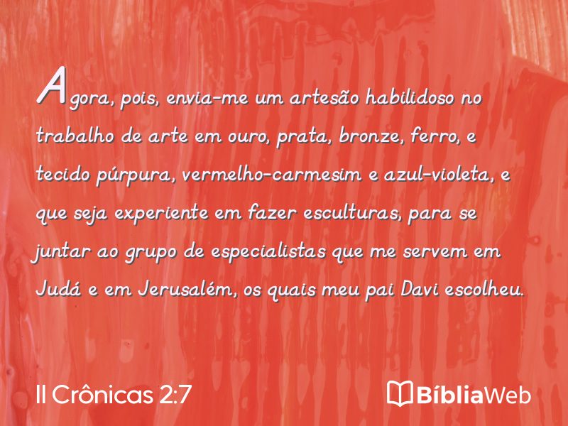 II Crônicas 2:7 em imagem para compartilhar