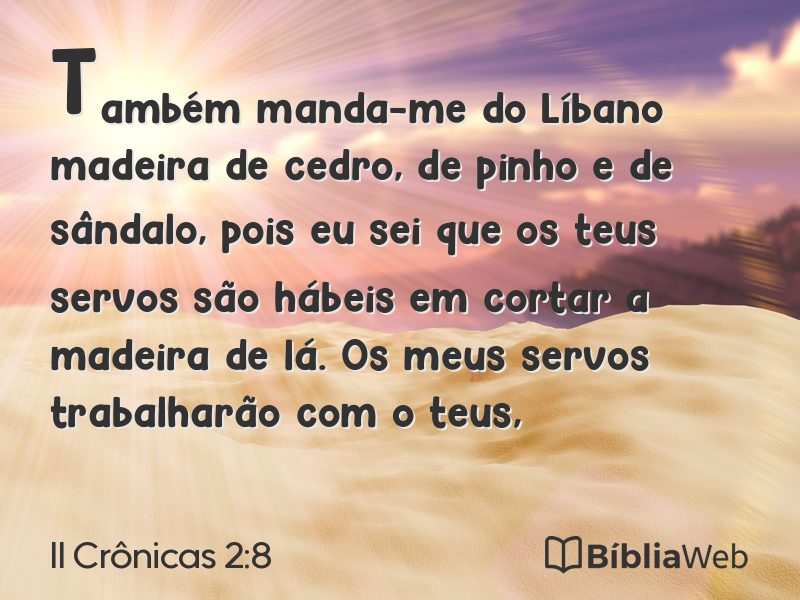 II Crônicas 2:8 em imagem para compartilhar