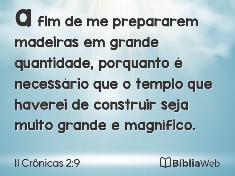 II Crônicas 2:9 em imagem para compartilhar