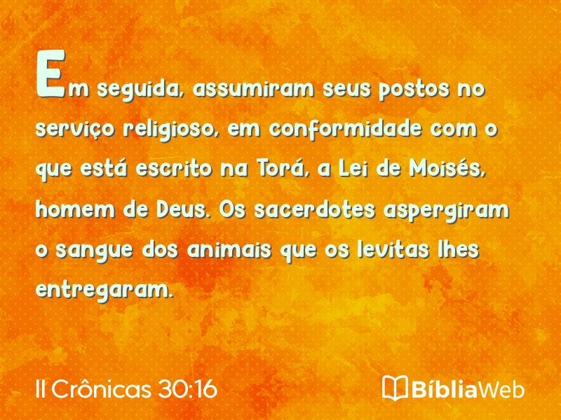II Crônicas 30:16 em imagem para compartilhar
