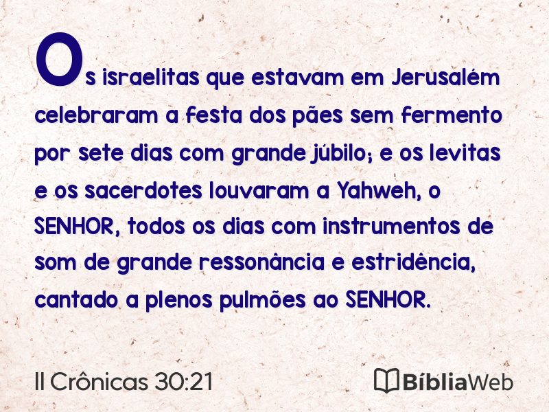 II Crônicas 30:21 em imagem para compartilhar
