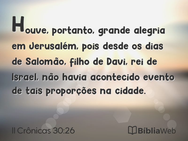 II Crônicas 30:26 em imagem para compartilhar