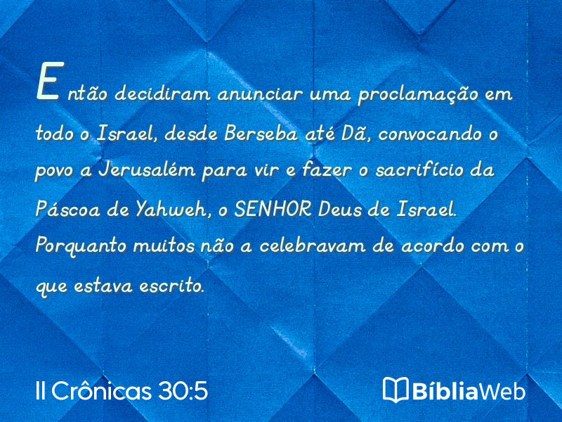 II Crônicas 30:5 em imagem para compartilhar