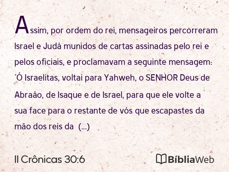 II Crônicas 30:6 em imagem para compartilhar