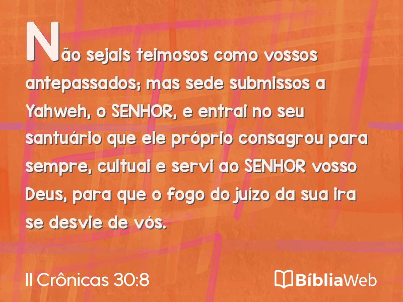 II Crônicas 30:8 em imagem para compartilhar