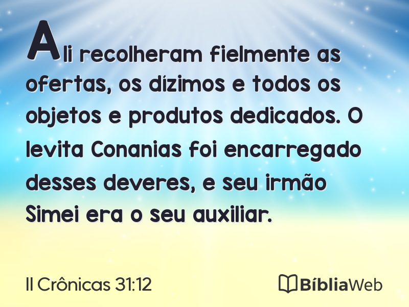 II Crônicas 31:12 em imagem para compartilhar