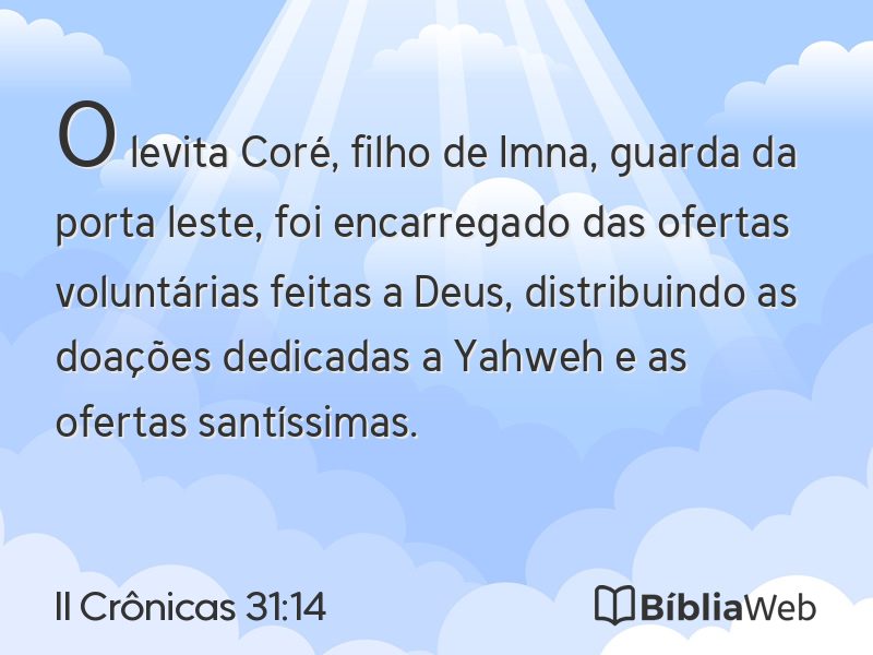 II Crônicas 31:14 em imagem para compartilhar