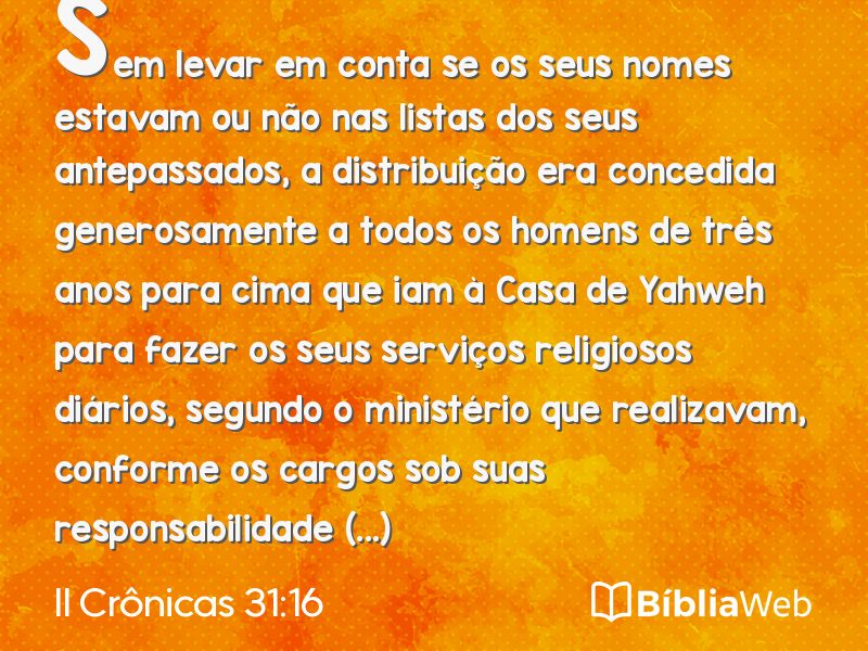 II Crônicas 31:16 em imagem para compartilhar