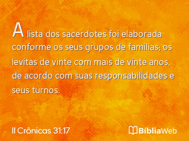 II Crônicas 31:17 em imagem para compartilhar