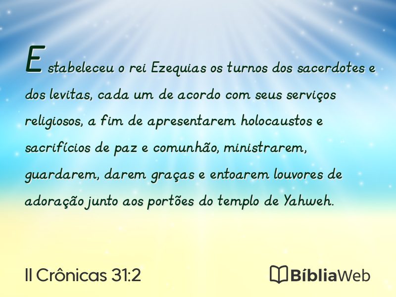 II Crônicas 31:2 em imagem para compartilhar