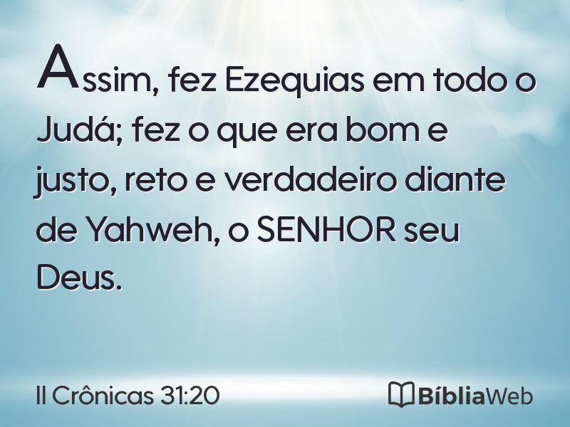 II Crônicas 31:20 em imagem para compartilhar