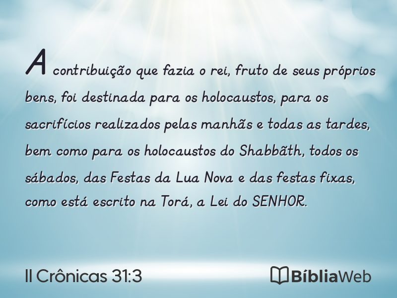 II Crônicas 31:3 em imagem para compartilhar