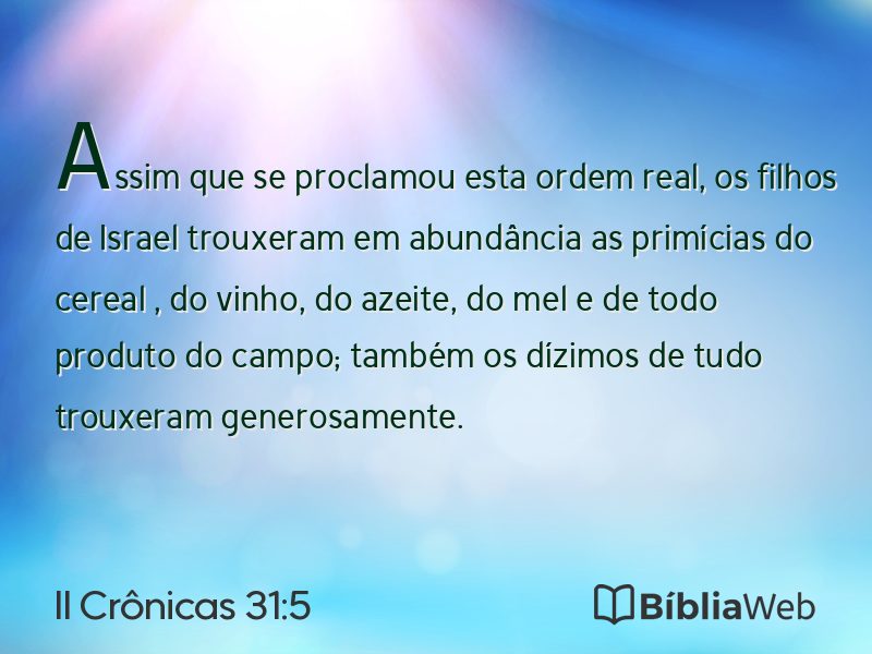 II Crônicas 31:5 em imagem para compartilhar