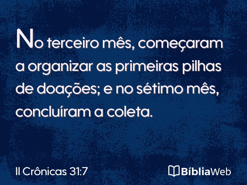 II Crônicas 31:7 em imagem para compartilhar