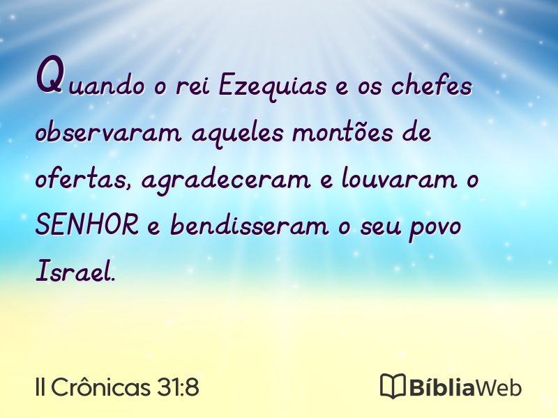 II Crônicas 31:8 em imagem para compartilhar