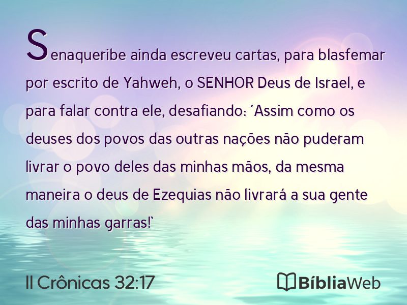II Crônicas 32:17 em imagem para compartilhar