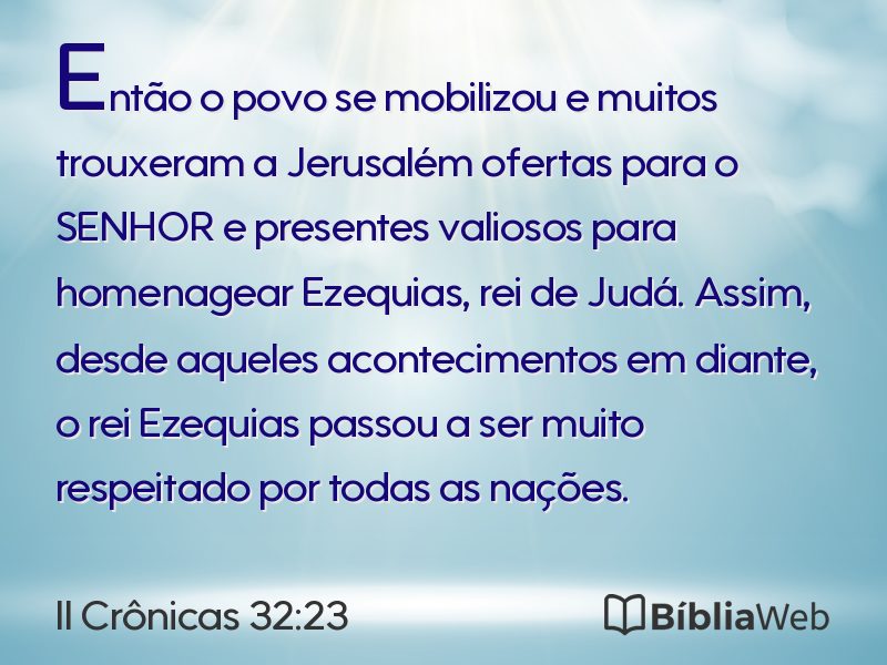 II Crônicas 32:23 em imagem para compartilhar
