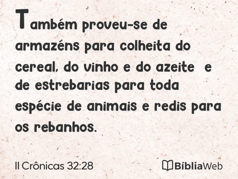 II Crônicas 32:28 em imagem para compartilhar