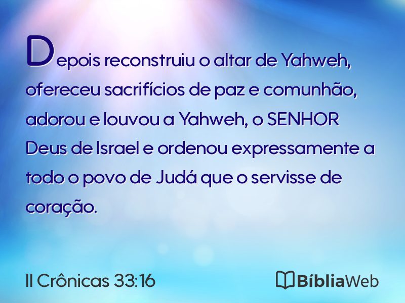 II Crônicas 33:16 em imagem para compartilhar