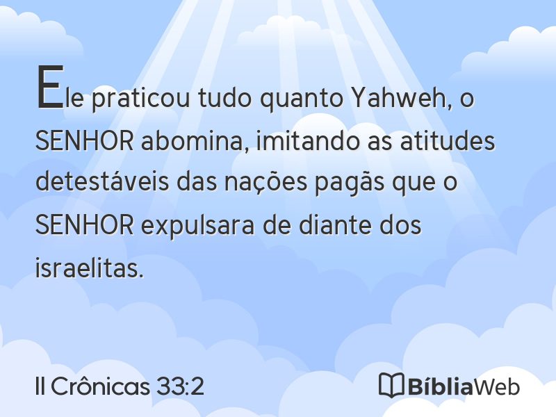 II Crônicas 33:2 em imagem para compartilhar