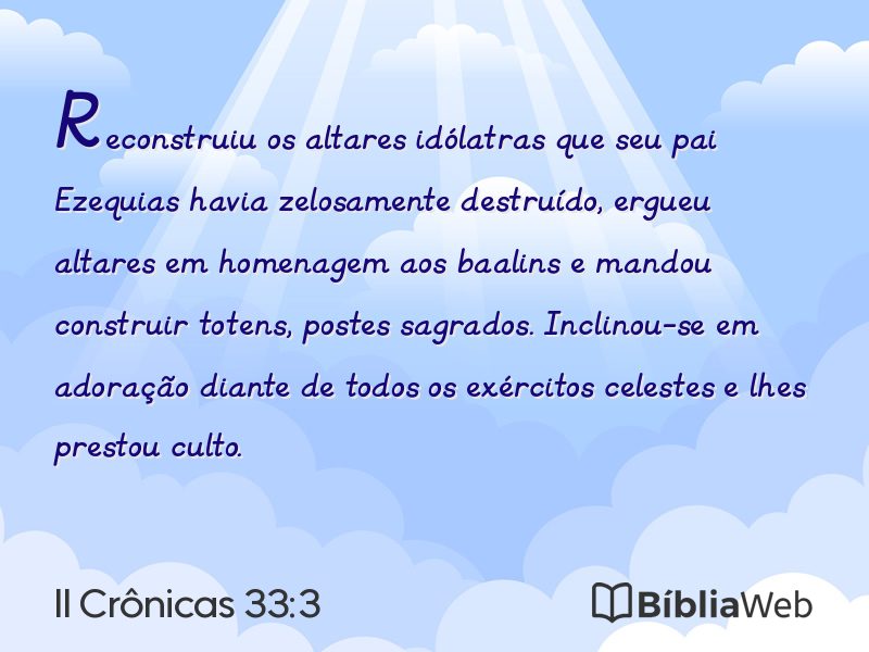 II Crônicas 33:3 em imagem para compartilhar