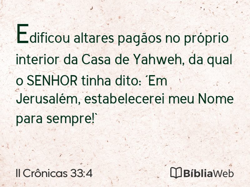 II Crônicas 33:4 em imagem para compartilhar
