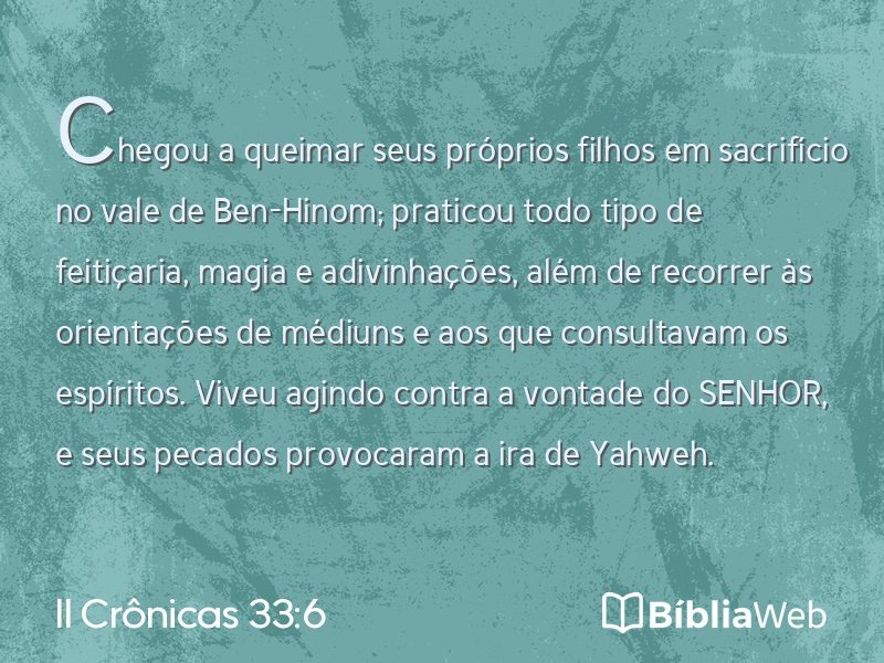 II Crônicas 33:6 em imagem para compartilhar