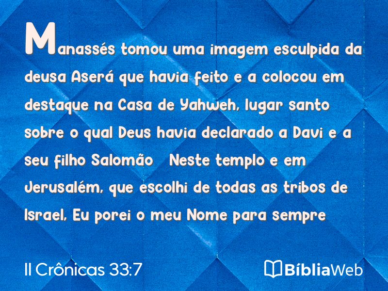 II Crônicas 33:7 em imagem para compartilhar