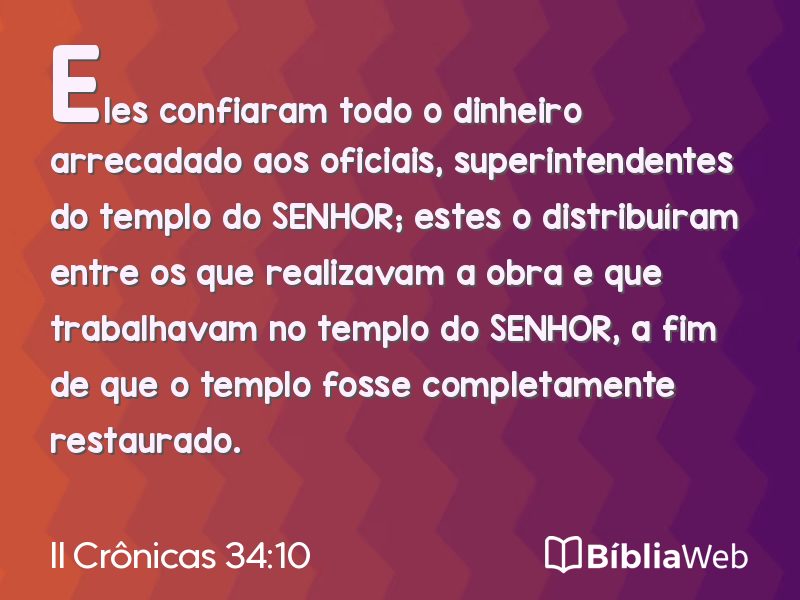 II Crônicas 34:10 em imagem para compartilhar