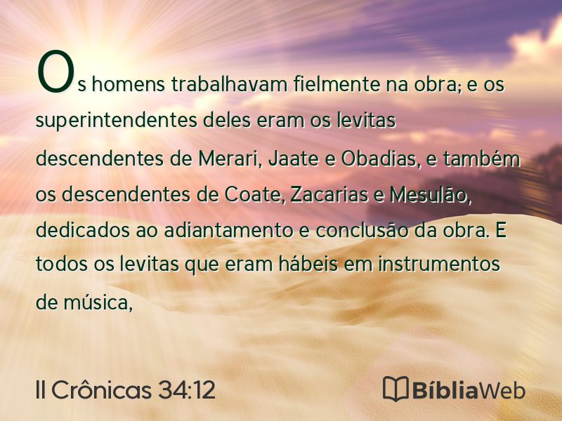II Crônicas 34:12 em imagem para compartilhar