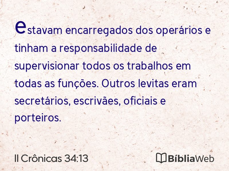 II Crônicas 34:13 em imagem para compartilhar