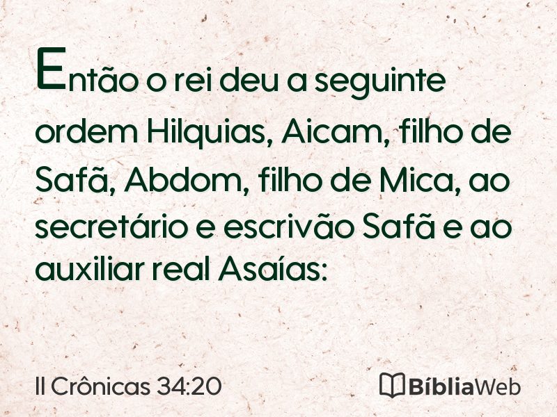 II Crônicas 34:20 em imagem para compartilhar
