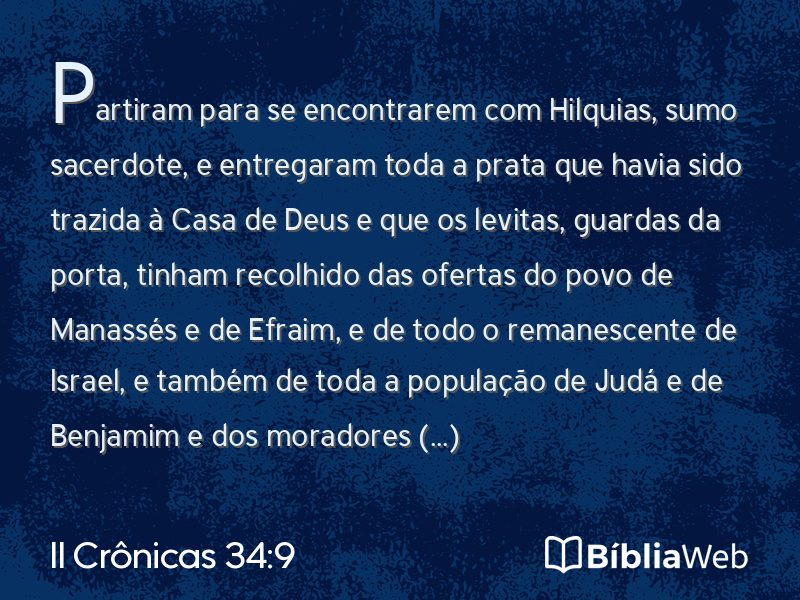 II Crônicas 34:9 em imagem para compartilhar