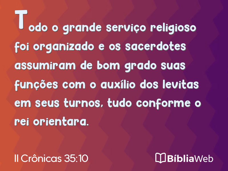 II Crônicas 35:10 em imagem para compartilhar