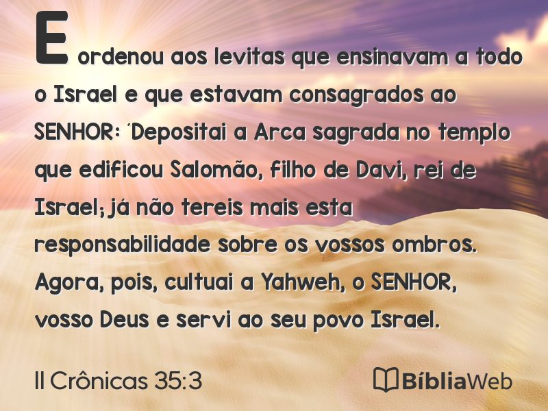 II Crônicas 35:3 em imagem para compartilhar