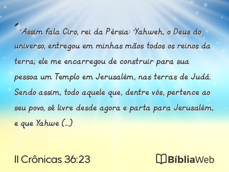 II Crônicas 36:23 em imagem para compartilhar