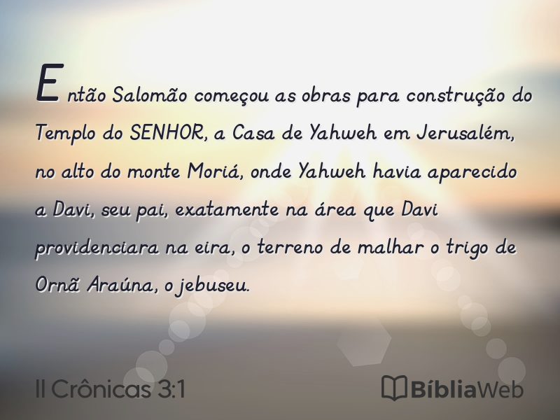 II Crônicas 3:1 em imagem para compartilhar