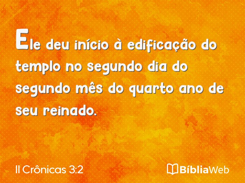 II Crônicas 3:2 em imagem para compartilhar