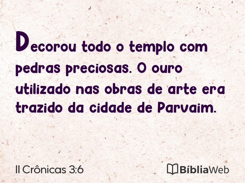 II Crônicas 3:6 em imagem para compartilhar