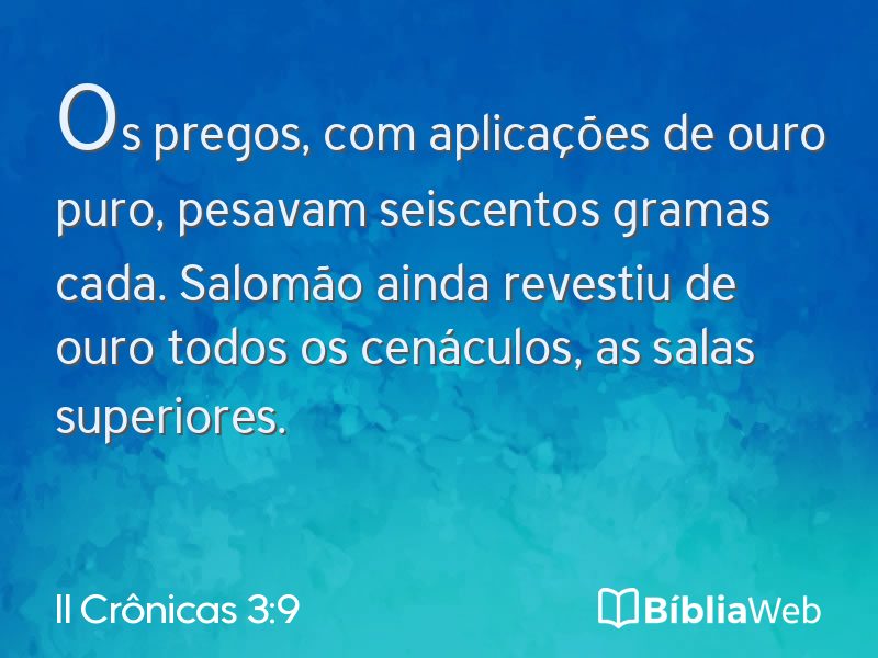 II Crônicas 3:9 em imagem para compartilhar