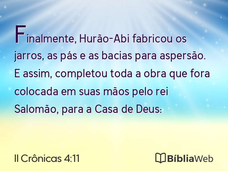 II Crônicas 4:11 em imagem para compartilhar