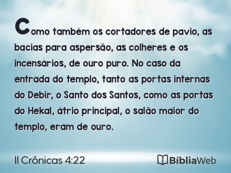 II Crônicas 4:22 em imagem para compartilhar