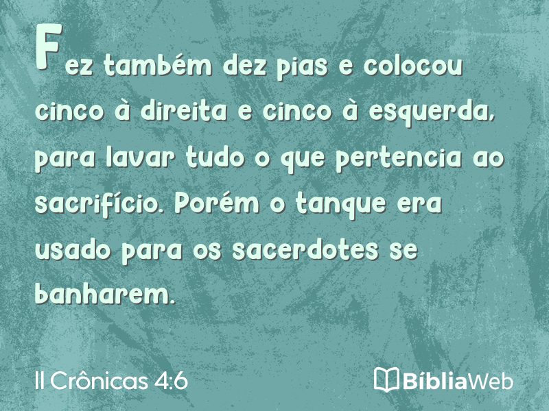 II Crônicas 4:6 em imagem para compartilhar