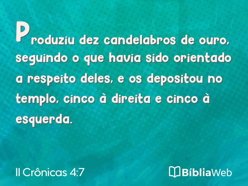II Crônicas 4:7 em imagem para compartilhar